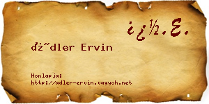 Ádler Ervin névjegykártya